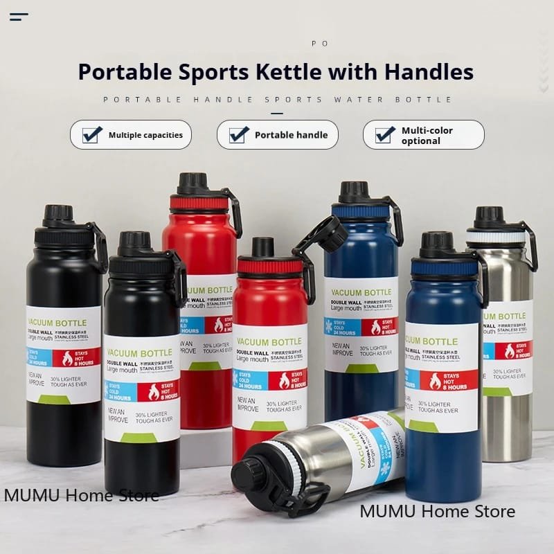 Double Wall Vacuum Water Bottle | Stainless Steel Insulated Bottle | Stays Cold 24H Hot 8H | Large Mouth | For Gym, Travel, Office